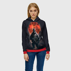 Толстовка-худи женская STALKER: Red Sun, цвет: 3D-красный — фото 2