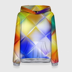 Толстовка-худи женская Colorful squares, цвет: 3D-меланж