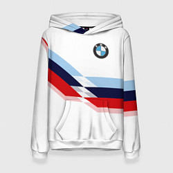 Толстовка-худи женская BMW БМВ WHITE, цвет: 3D-белый