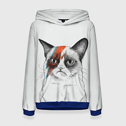 Толстовка-худи женская David Bowie: Grumpy cat, цвет: 3D-синий