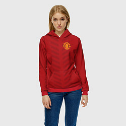 Толстовка-худи женская Manchester United: Red Lines, цвет: 3D-красный — фото 2