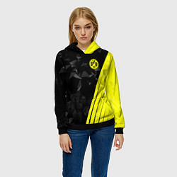 Толстовка-худи женская FC Borussia Dortmund: Abstract, цвет: 3D-черный — фото 2