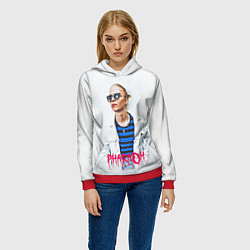Толстовка-худи женская Pharaoh: White side, цвет: 3D-красный — фото 2