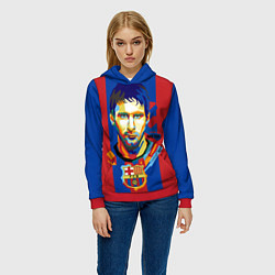 Толстовка-худи женская Lionel Messi, цвет: 3D-красный — фото 2