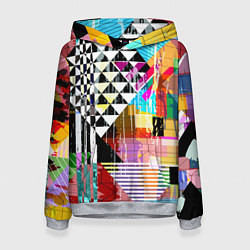 Толстовка-худи женская RGB Geometry, цвет: 3D-меланж