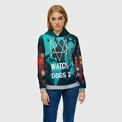 Толстовка-худи женская Watch Dogs 2: Network Hack, цвет: 3D-меланж — фото 2