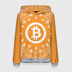 Толстовка-худи женская Bitcoin Mandala, цвет: 3D-меланж