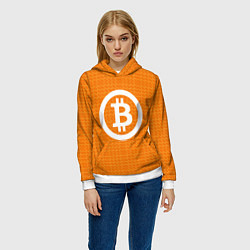 Толстовка-худи женская Bitcoin, цвет: 3D-белый — фото 2