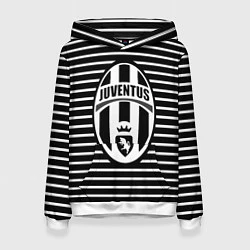 Толстовка-худи женская FC Juventus: Black Lines, цвет: 3D-белый
