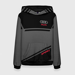 Толстовка-худи женская Audi: Crey & Black, цвет: 3D-черный