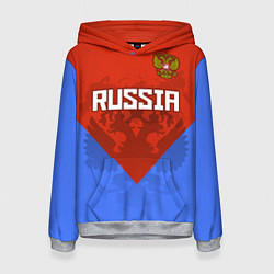 Толстовка-худи женская Russia Red & Blue, цвет: 3D-меланж