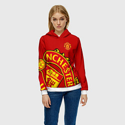 Толстовка-худи женская FC Man United: Red Exclusive, цвет: 3D-белый — фото 2