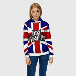 Толстовка-худи женская Sex Pistols UK, цвет: 3D-белый — фото 2