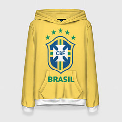 Толстовка-худи женская Brazil Team, цвет: 3D-белый