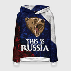 Толстовка-худи женская Russia: Roaring Bear, цвет: 3D-белый