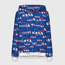 Толстовка-худи женская NASA: Logo Pattern, цвет: 3D-белый