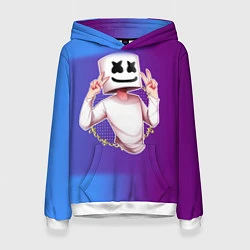 Толстовка-худи женская Marshmello Peace, цвет: 3D-белый