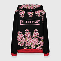 Толстовка-худи женская Black Pink: Delicate Sakura, цвет: 3D-красный