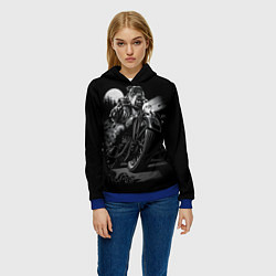 Толстовка-худи женская Бульдог-байкер, цвет: 3D-синий — фото 2
