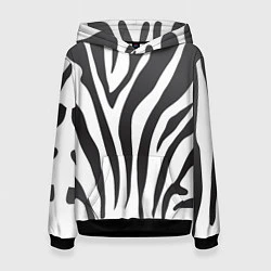 Толстовка-худи женская Африканская зебра, цвет: 3D-черный