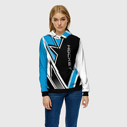 Толстовка-худи женская Hockey black blue white, цвет: 3D-черный — фото 2