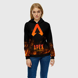 Толстовка-худи женская Apex Legends: Orange Flame, цвет: 3D-черный — фото 2
