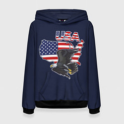 Толстовка-худи женская USA - flag and eagle, цвет: 3D-черный