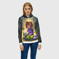 Толстовка-худи женская Фриск и Азриэль, цвет: 3D-белый — фото 2