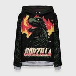 Толстовка-худи женская Flame Godzilla, цвет: 3D-меланж