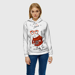 Толстовка-худи женская Let it snow - white rat, цвет: 3D-белый — фото 2