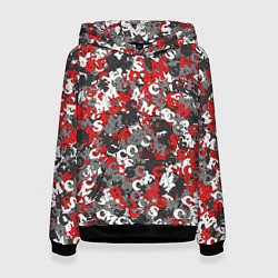 Толстовка-худи женская Камуфляж с буквами F C S M, цвет: 3D-черный