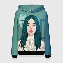 Женская толстовка Billie Eilish: Turquoise Hair