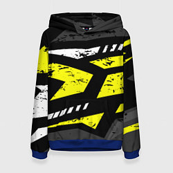 Толстовка-худи женская Black yellow abstract sport style, цвет: 3D-синий