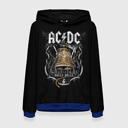 Толстовка-худи женская ACDC - hells bells, цвет: 3D-синий