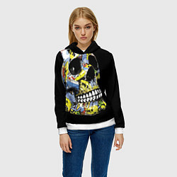 Толстовка-худи женская Graffiti - Skull, цвет: 3D-белый — фото 2