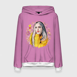 Толстовка-худи женская Billie Eilish Pink Art, цвет: 3D-белый