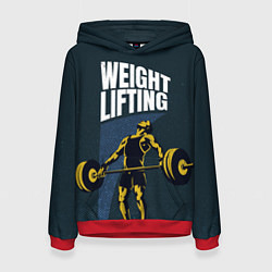 Толстовка-худи женская Wheight lifting, цвет: 3D-красный