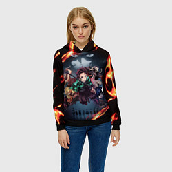 Толстовка-худи женская KIMETSU NO YAIBA, цвет: 3D-черный — фото 2