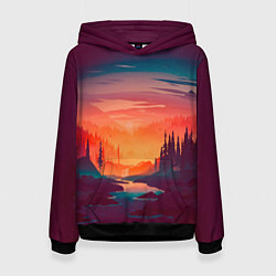 Толстовка-худи женская Minimal forest sunset цвета 3D-черный — фото 1