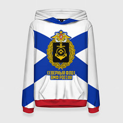 Толстовка-худи женская Северный флот ВМФ России, цвет: 3D-красный