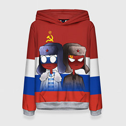 Толстовка-худи женская СССР - Россия, цвет: 3D-меланж