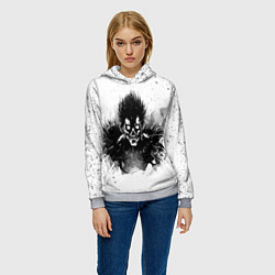 Толстовка-худи женская Рюк черный шинигами, цвет: 3D-меланж — фото 2