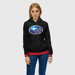 Толстовка-худи женская SUBARU, цвет: 3D-красный — фото 2