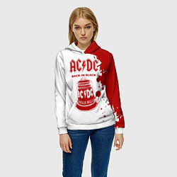Толстовка-худи женская ACDC Back in Black, цвет: 3D-белый — фото 2