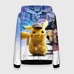 Толстовка-худи женская Детектив Пикачу, цвет: 3D-черный