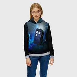 Толстовка-худи женская ТАРДИС, цвет: 3D-меланж — фото 2