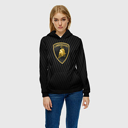 Толстовка-худи женская Lamborghini logo n carbone, цвет: 3D-черный — фото 2