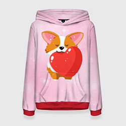 Толстовка-худи женская Милый корги, цвет: 3D-красный