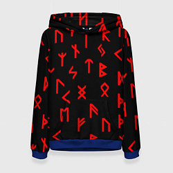 Толстовка-худи женская КРАСНЫЕ РУНЫ, цвет: 3D-синий