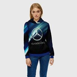 Толстовка-худи женская Mercedes, цвет: 3D-синий — фото 2
